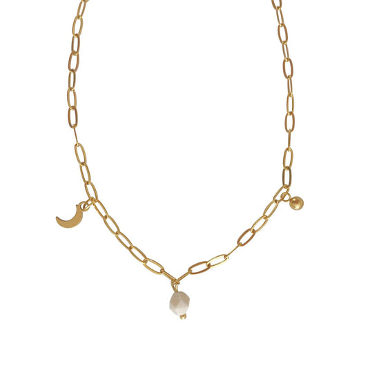 Halskette Mond, Kugel & Jade – Gold