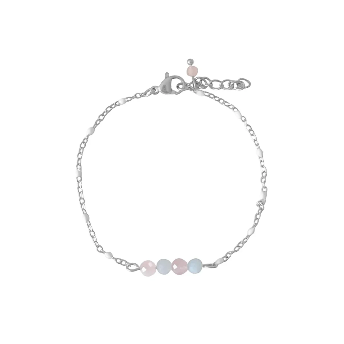 Aquamarin- und Rosenquarz -Armband - Silber