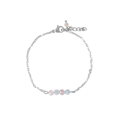 Aquamarin- und Rosenquarz -Armband - Silber