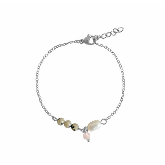 Armband aus Jaspis, Perlen und Rosenquarz – Silber