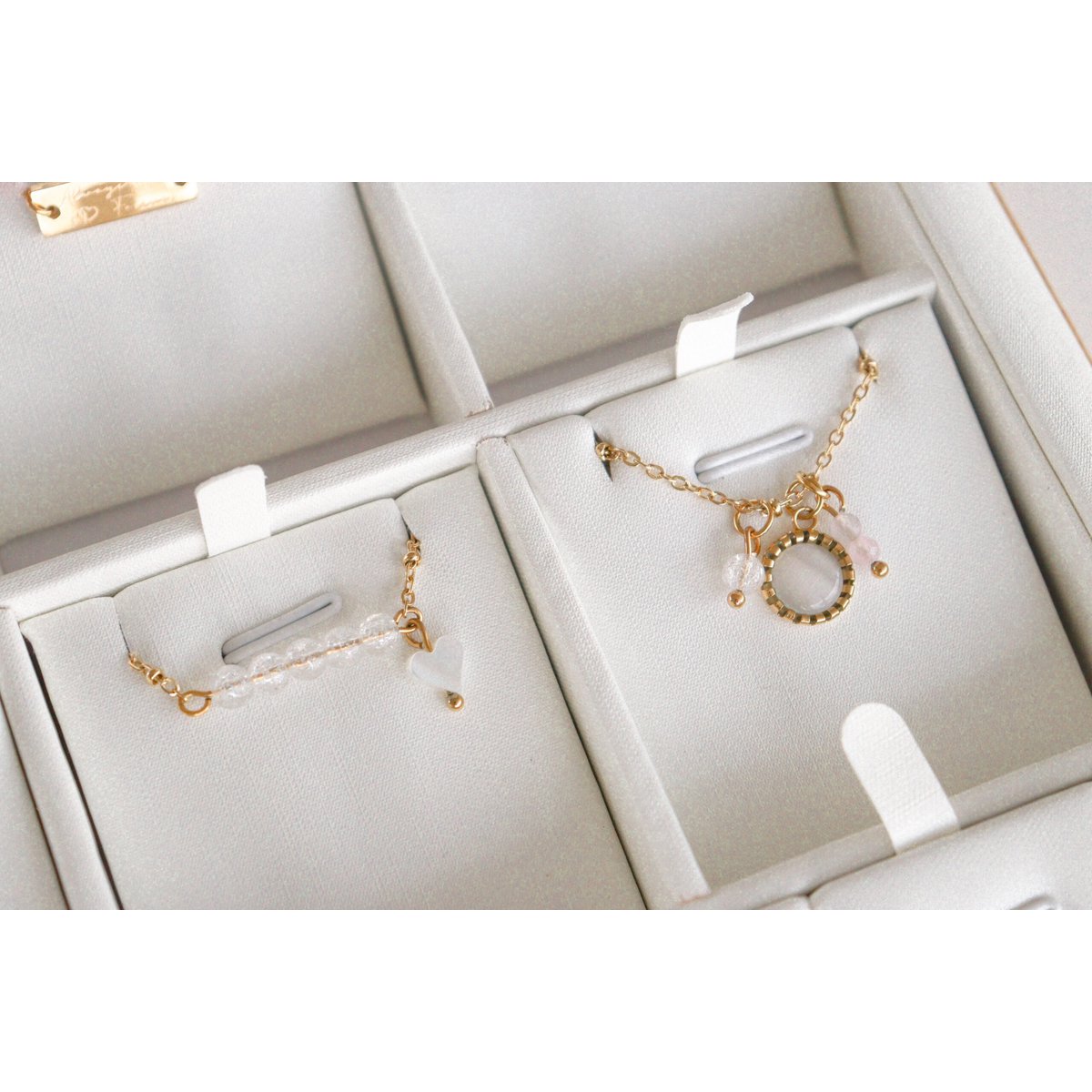 Halskette Cat's Eye & Rosenquarz – Gold