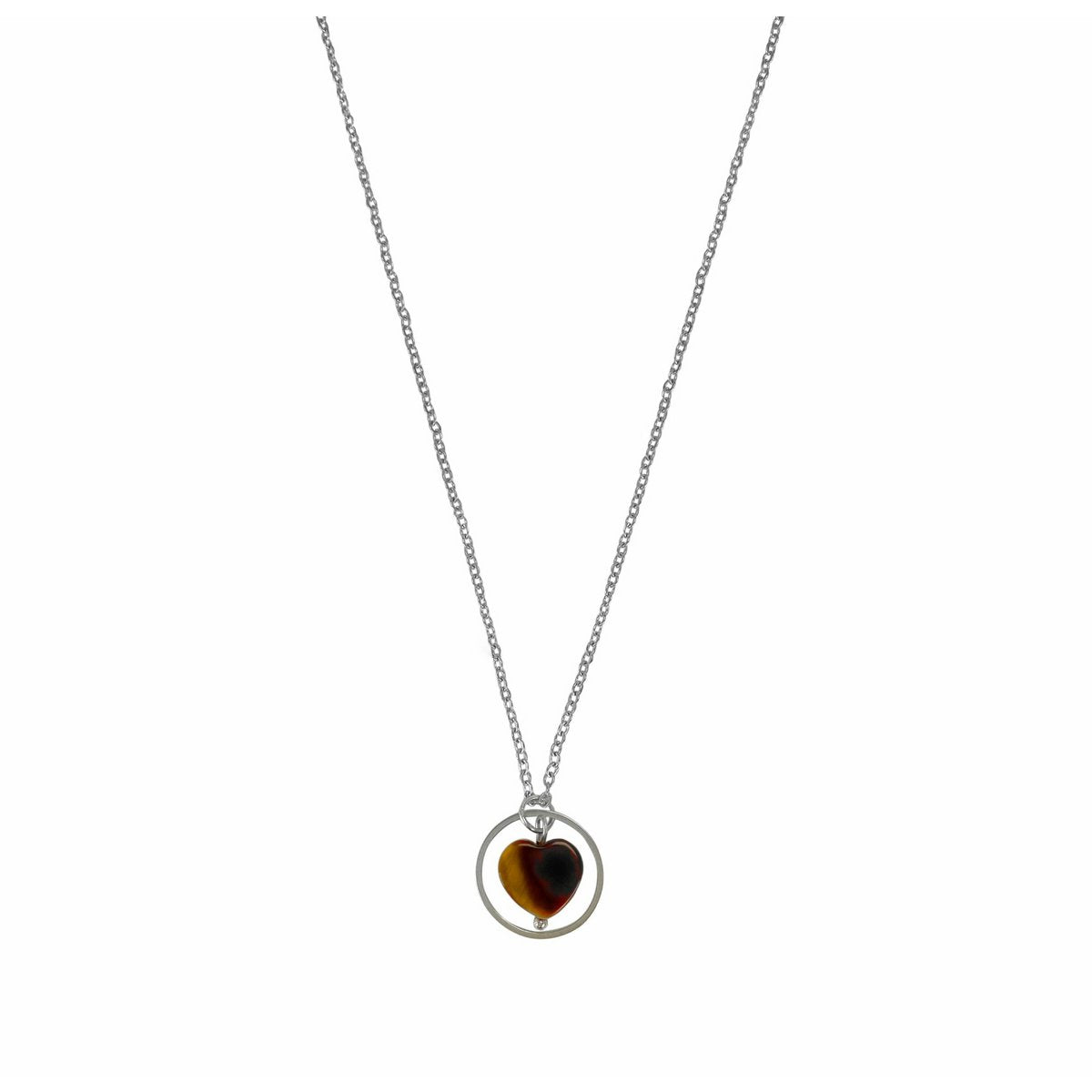 Halskette Tigerauge Herzring - Silber