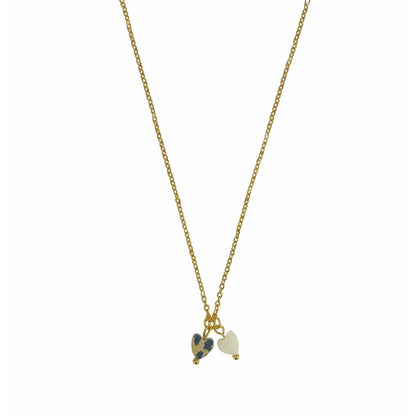 Halskette Dalmatiner Jaspis & Muschelherz - Gold