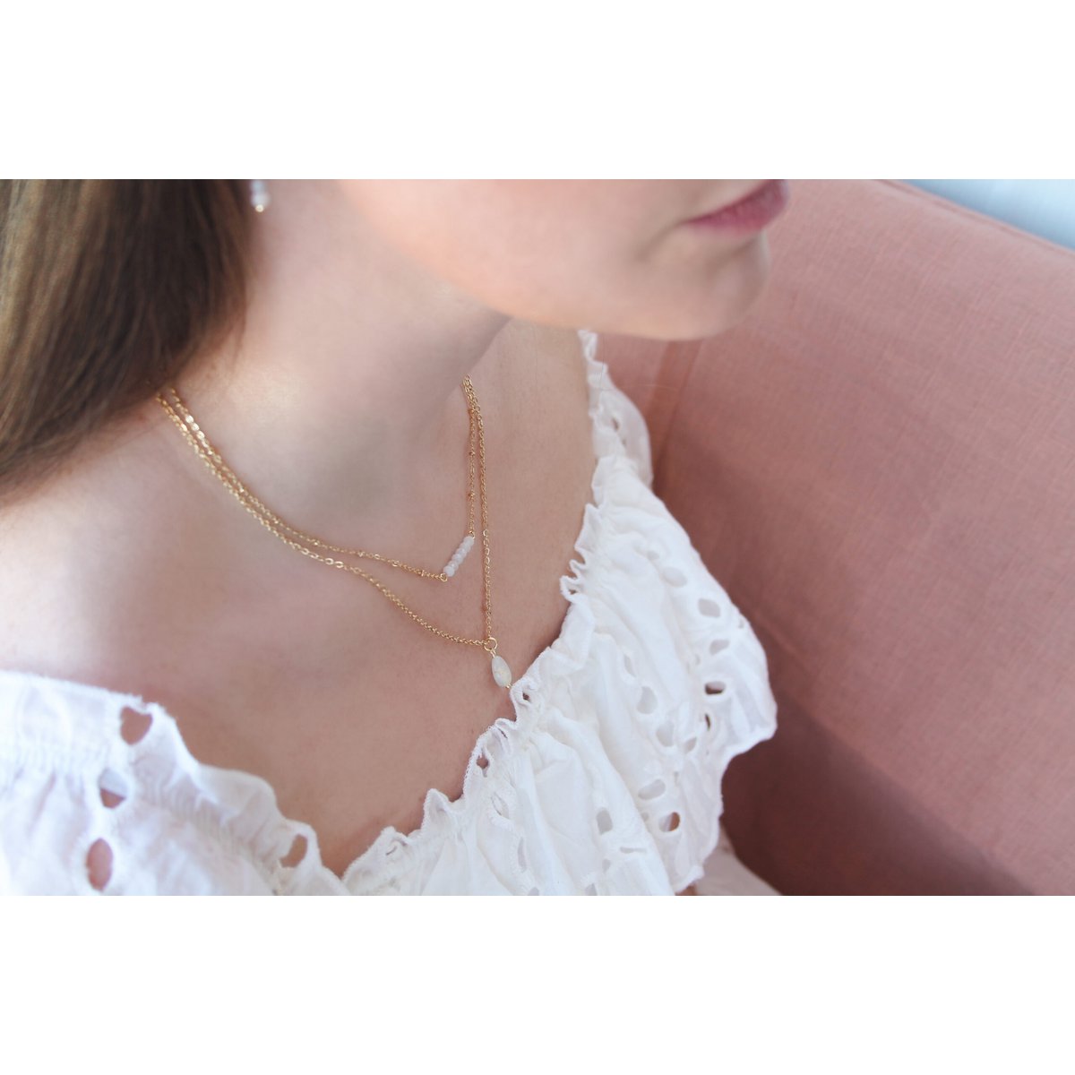 Halskette Mondsteine facettiert - Gold