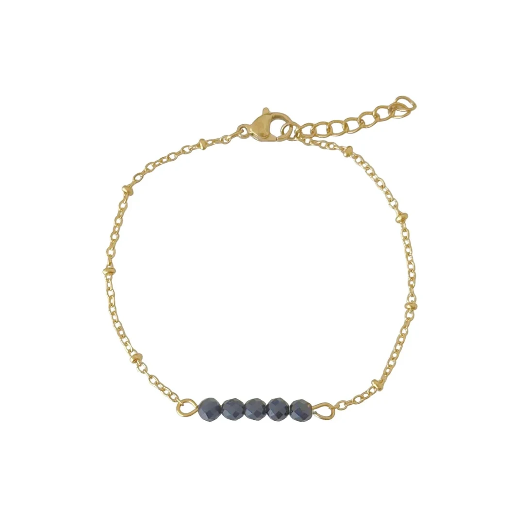 Armband Schwarzer Turmalin Facette - Gold