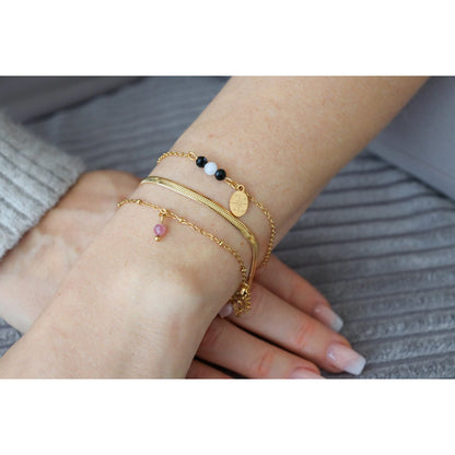 Funkelndes Mondstein- und Turmalin-Armband – Gold