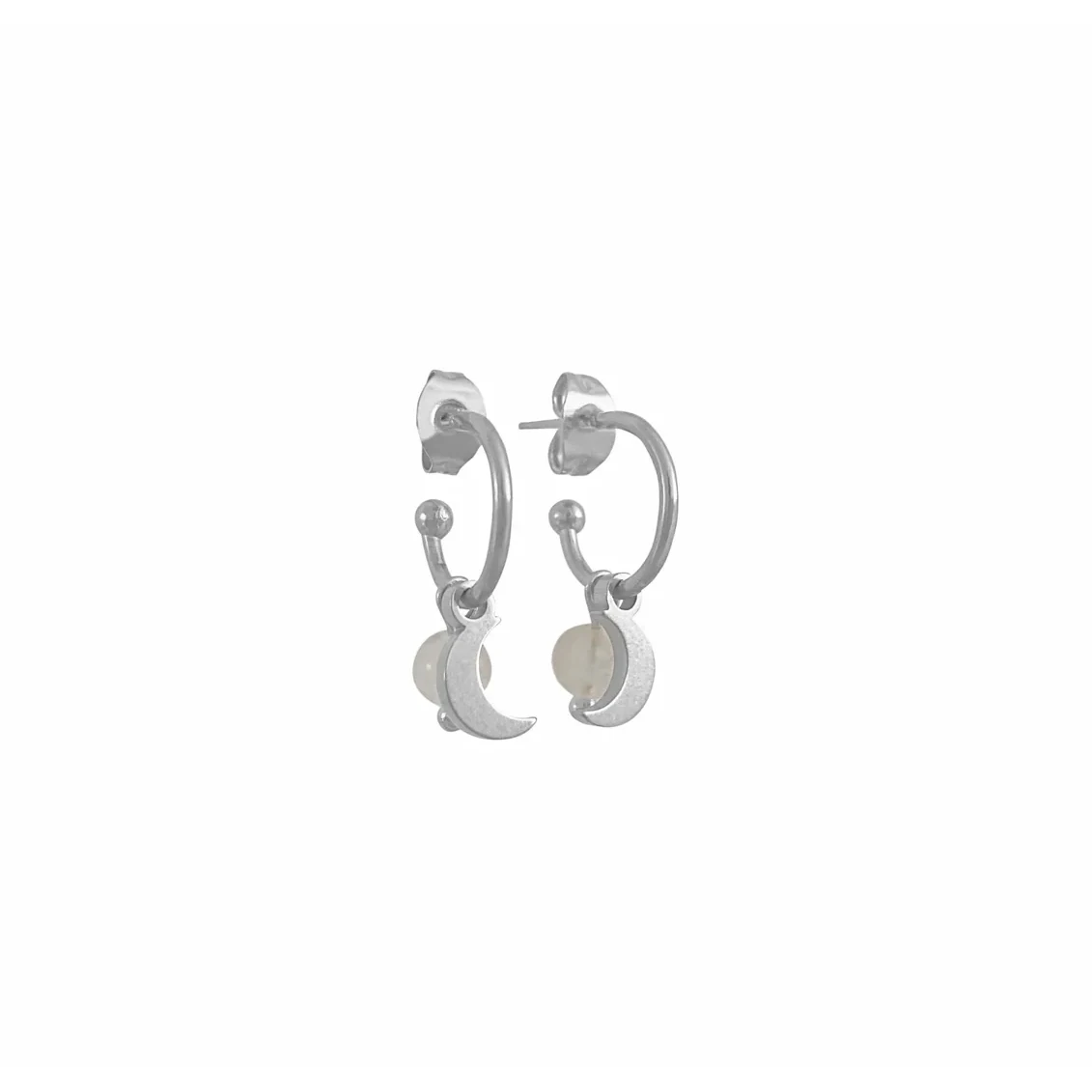 Ohrringe Mond und Mondstein - Silber