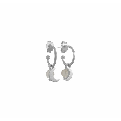 Ohrringe Mond und Mondstein - Silber