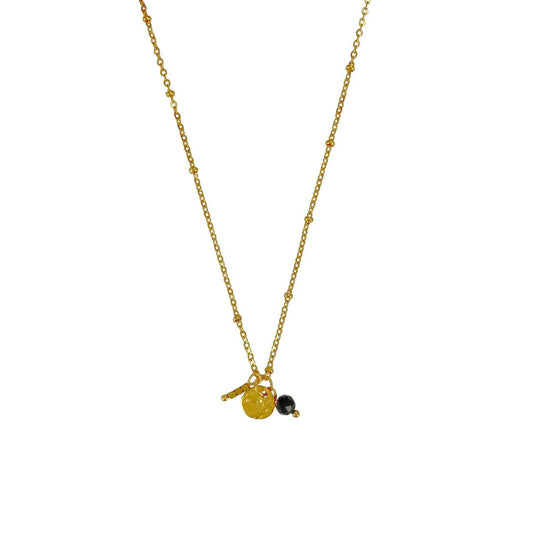 Halskette Gold Obsidian & Hämatit - Gold