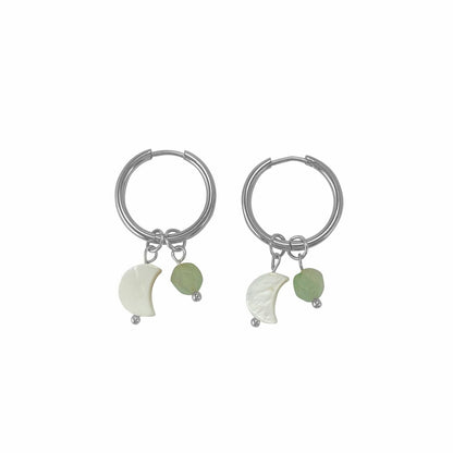 Ohrringe Shell Moon & Aventurin - Silber