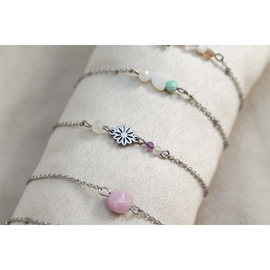 Armband Edelsteine & Blumen - Silber