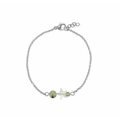 Armband Muschelstern & Prehnit - Silber