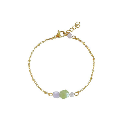 Peridot-, Chalcedon- und Rosenquarz-Armband – Gold