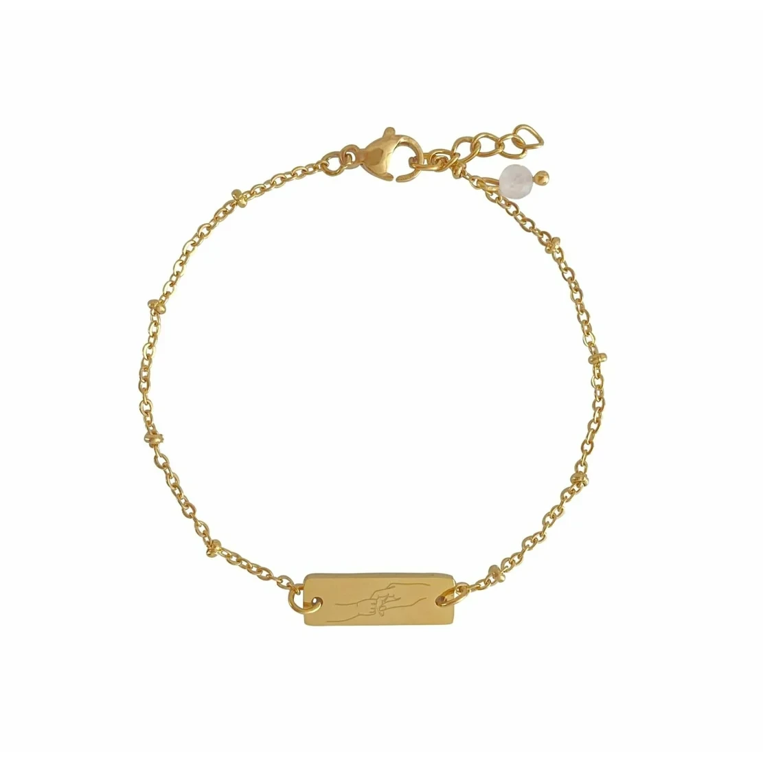 Armband Mutter und Kind & Rosenquarz – Gold