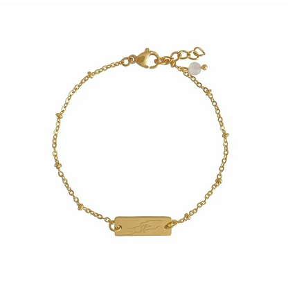 Armband Mutter und Kind & Rosenquarz – Gold