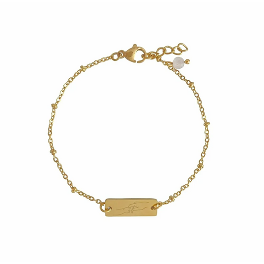 Armband Mutter und Kind & Rosenquarz – Gold