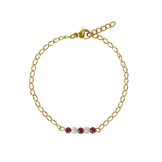 Armband Bergkristall & Granat - Gold