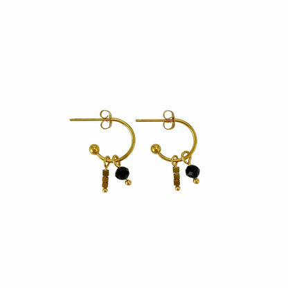 Ohrringe Gold Obsidian & Hämatit - Gold