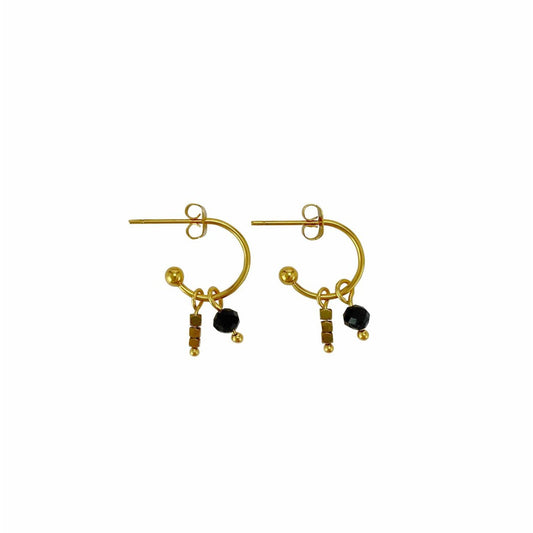 Ohrringe Gold Obsidian & Hämatit - Gold
