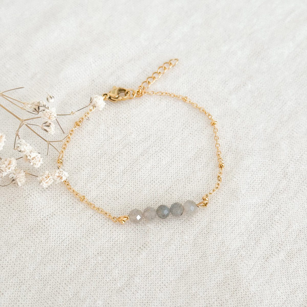Armband Labradorit Facette - Gold