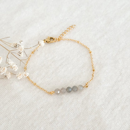 Armband Labradorit Facette - Gold