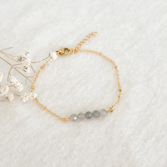 Armband Labradorit Facette - Gold