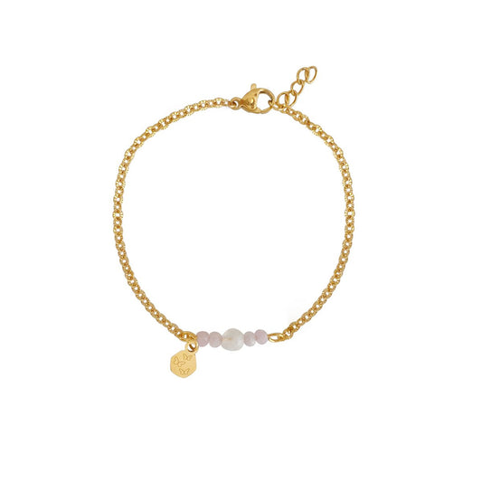 Armband aus Kunzit, Mondstein und Schmetterlingen – Gold