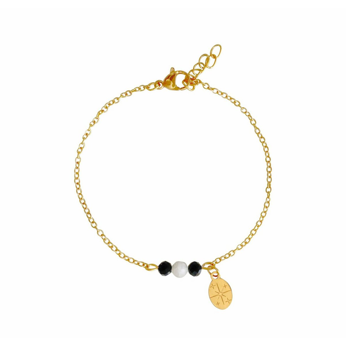 Funkelndes Mondstein- und Turmalin-Armband – Gold