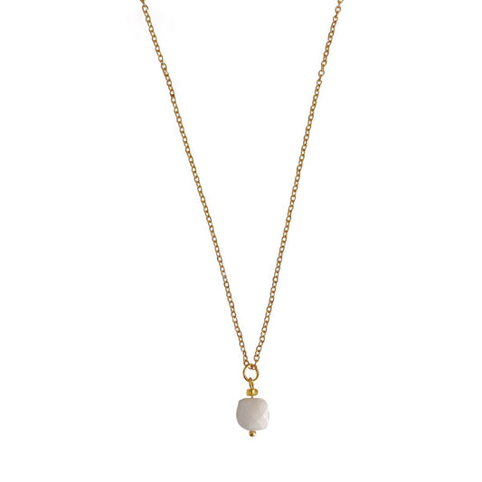 Facettierte Mondstein-Halskette – Gold