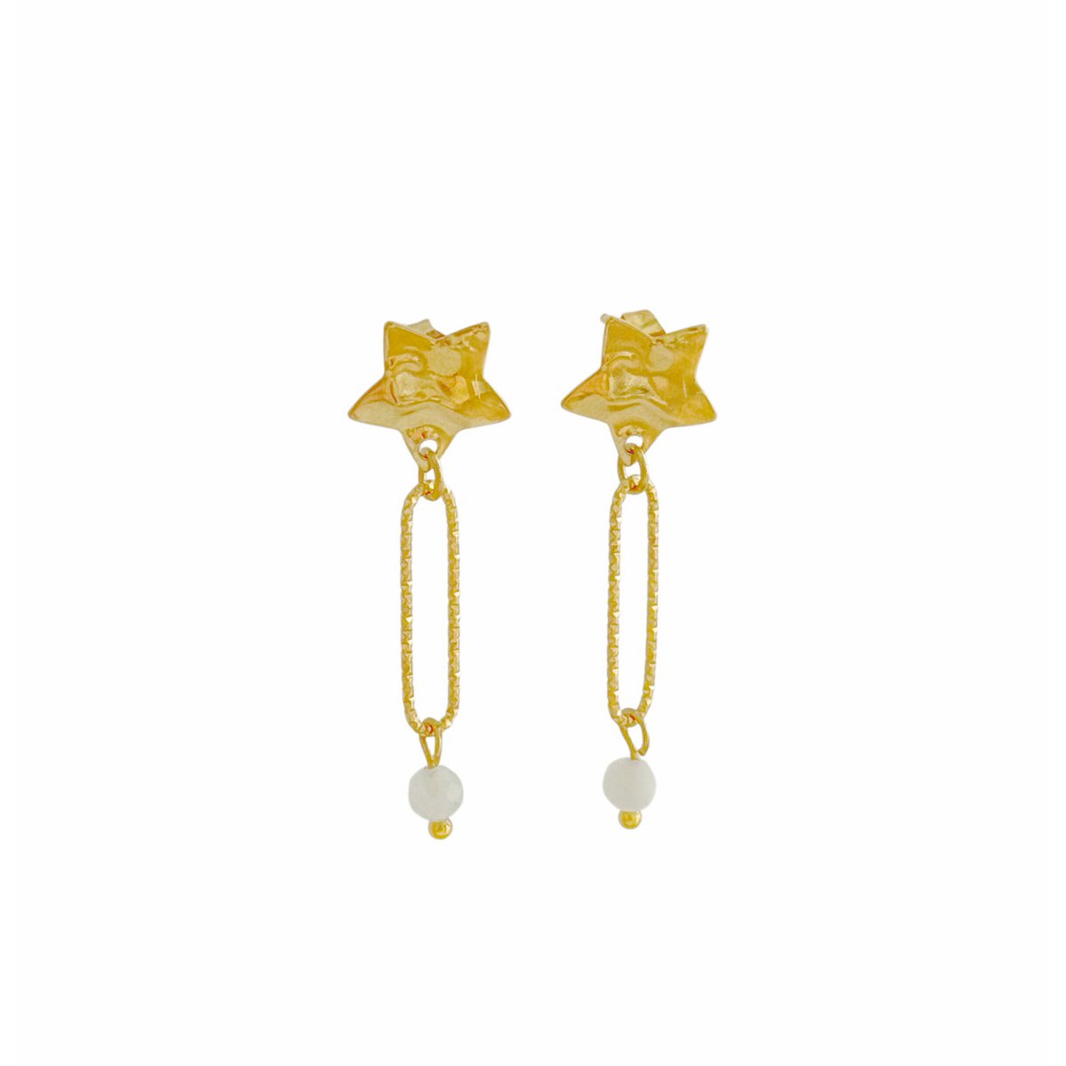 Stern- und Mondstein-Ohrringe – Gold