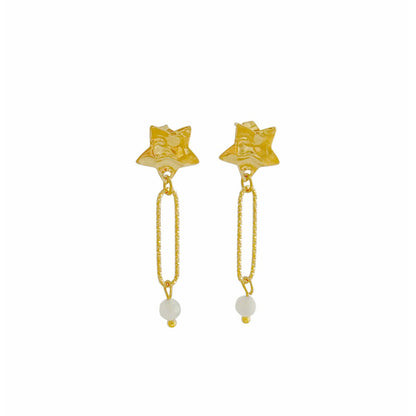 Stern- und Mondstein-Ohrringe – Gold