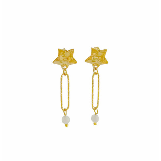 Stern- und Mondstein-Ohrringe – Gold