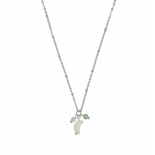 Halskette Muschelmond & Aventurin - Silber
