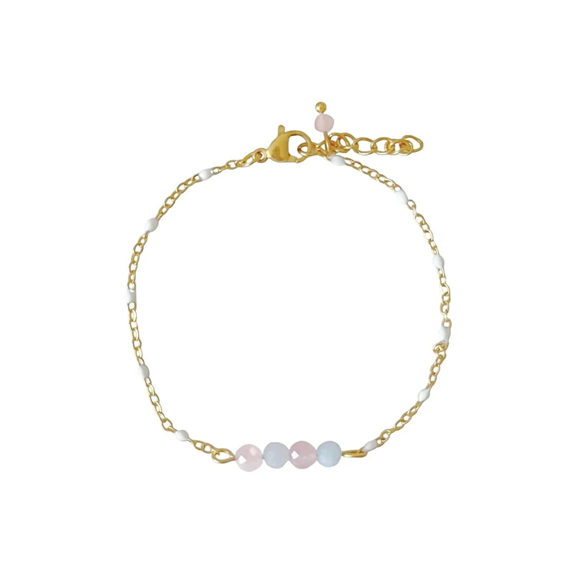 Aquamarin- und Rosenquarz -Armband - Gold