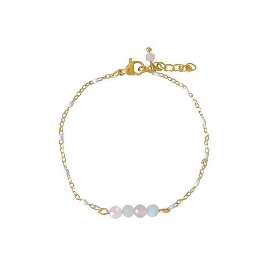 Aquamarin- und Rosenquarz -Armband - Gold