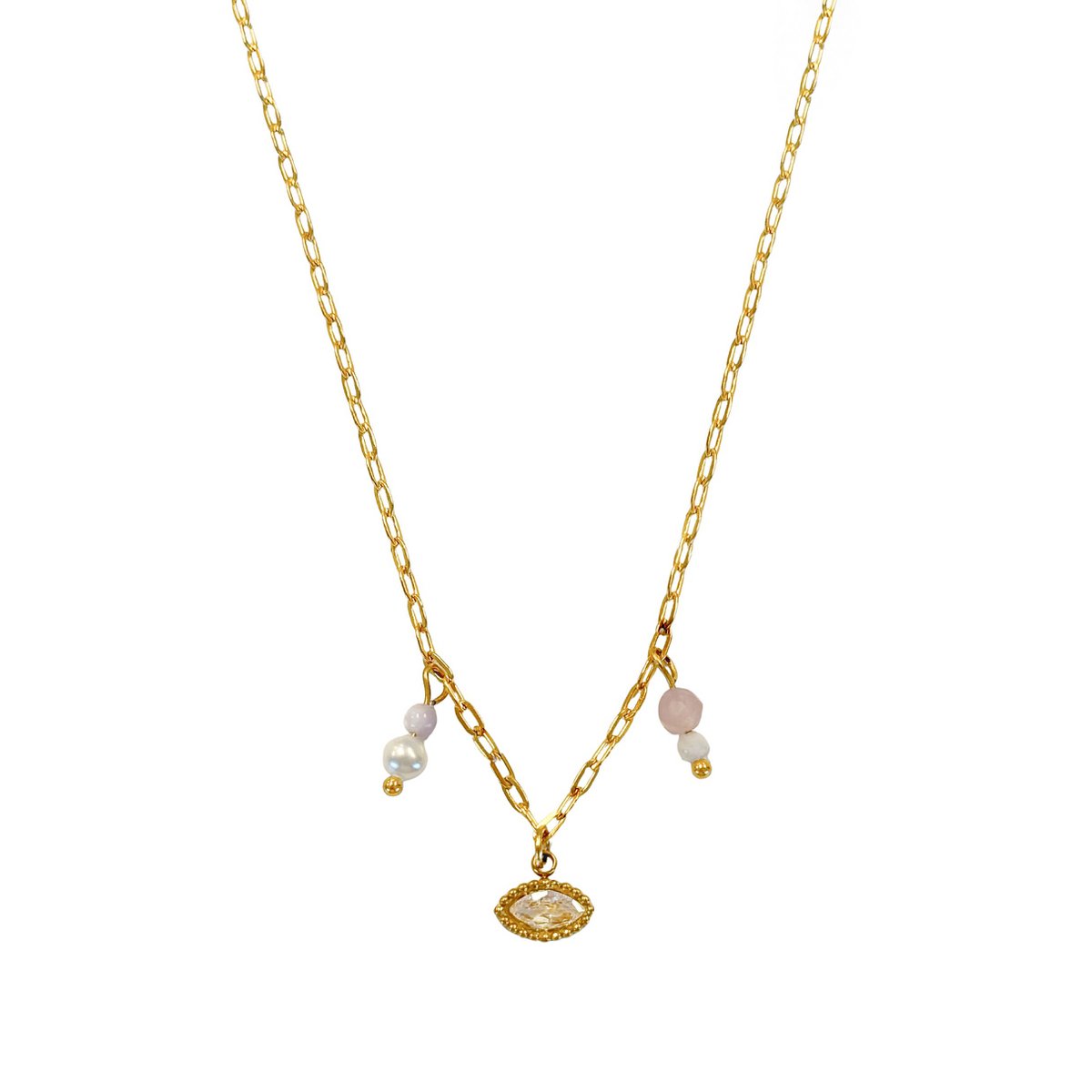 Halskette mit Auge und Edelsteinen – Gold