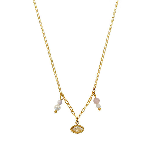 Halskette mit Auge und Edelsteinen – Gold