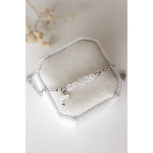 Armband Bergkristall & Herz – Silber