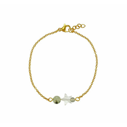 Armband Muschelstern & Prehnit - Gold