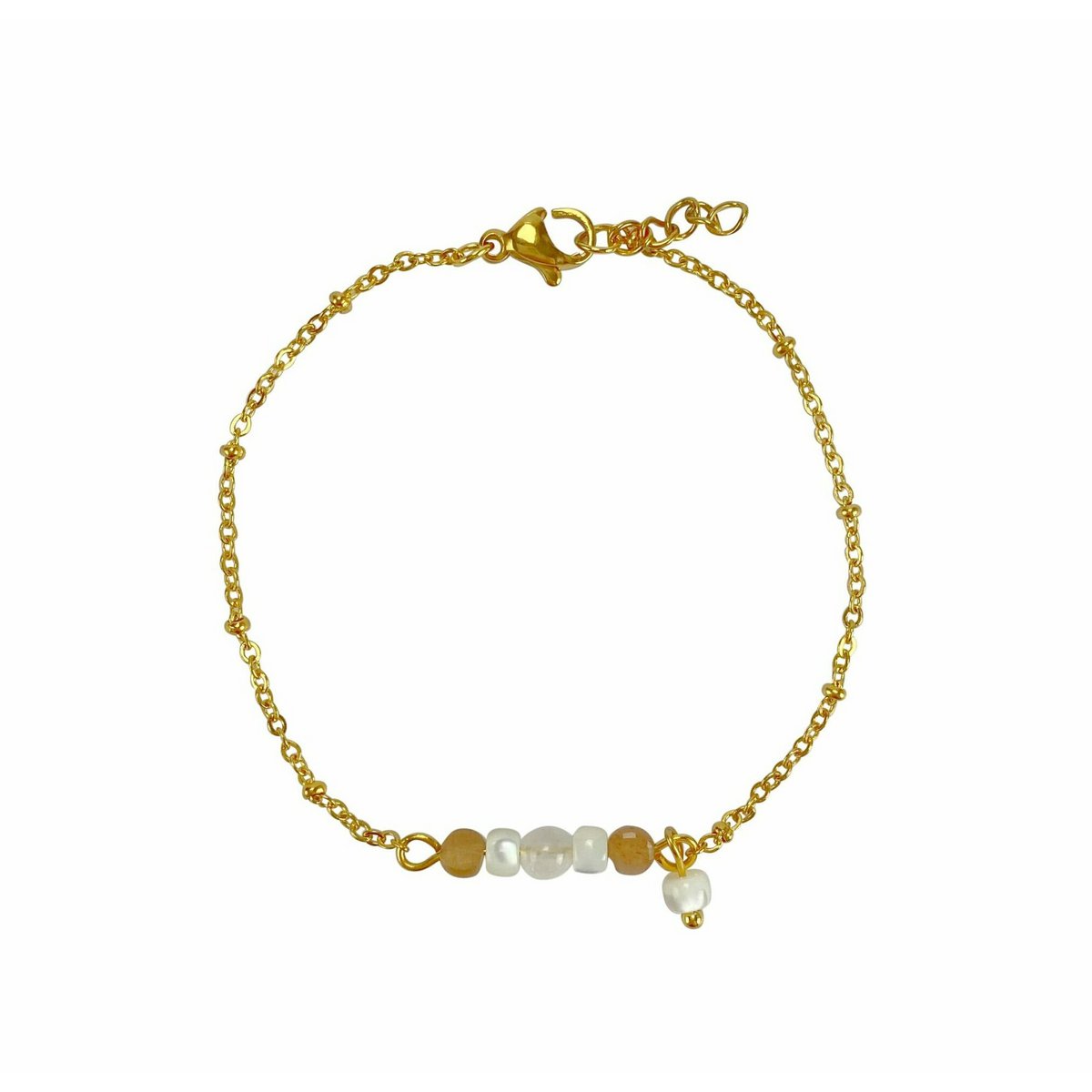 Armband Sonnenstein, Jade & Muschel - Gold
