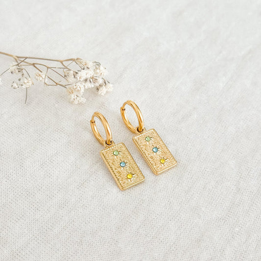 Ohrringe Zirkonia Dreifarbig – Gold