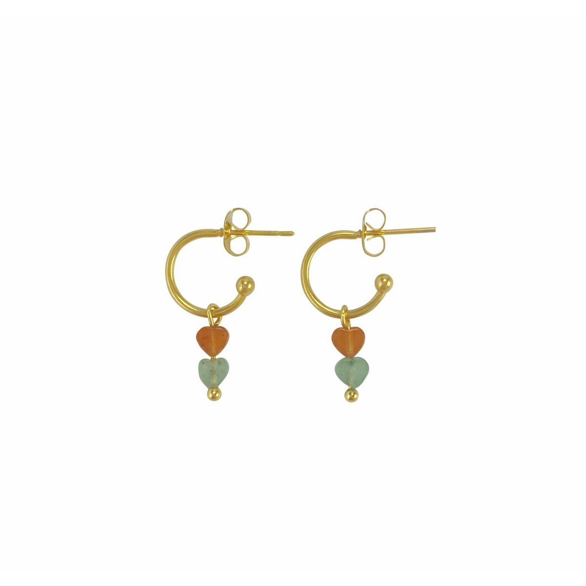 Ohrringe Aventurin-Herzen - Gold