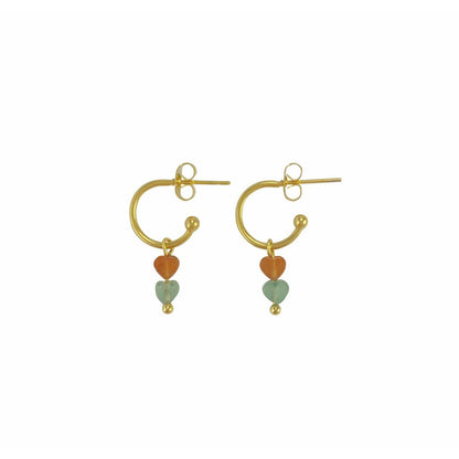 Ohrringe Aventurin-Herzen - Gold