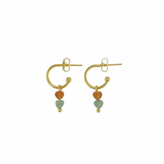 Ohrringe Aventurin-Herzen - Gold