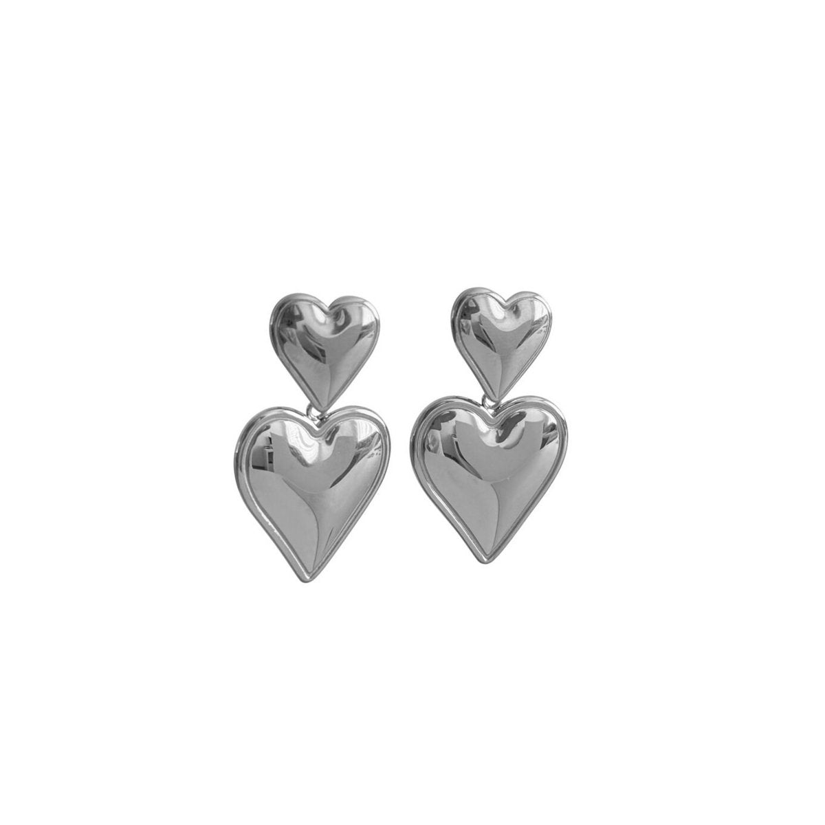 Doppelherz-Statement-Ohrringe – Silber