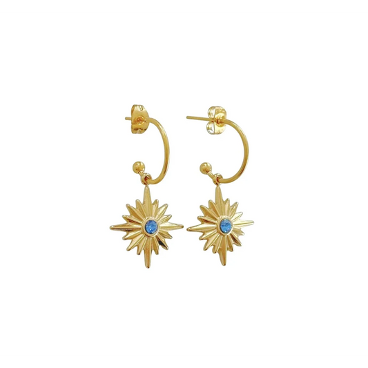 Ohrringe Zirkonia Blau – Gold