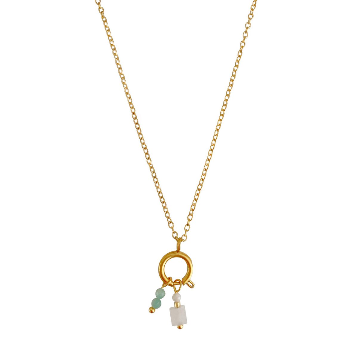 Schlosskette 10 mm & Edelsteinanhänger – Gold