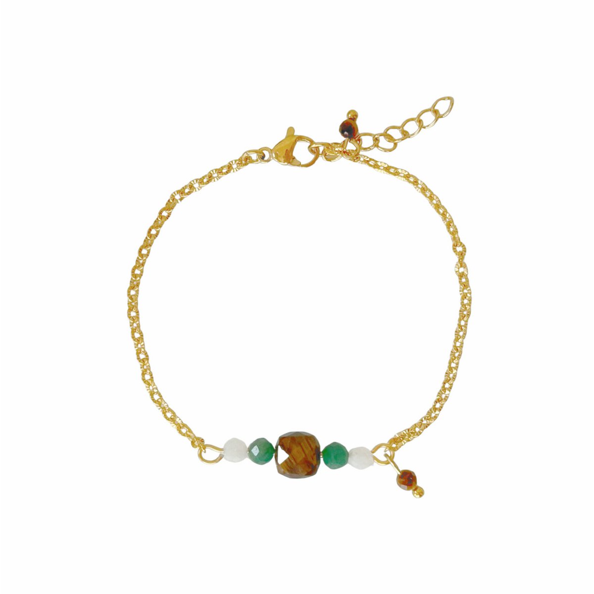 Armband mit Tigerauge und Smaragd – Gold