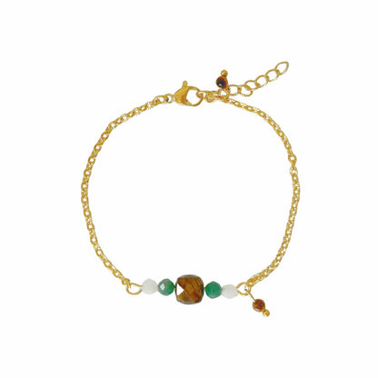 Armband mit Tigerauge und Smaragd – Gold