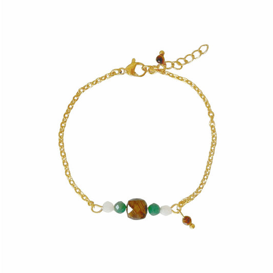 Armband mit Tigerauge und Smaragd – Gold